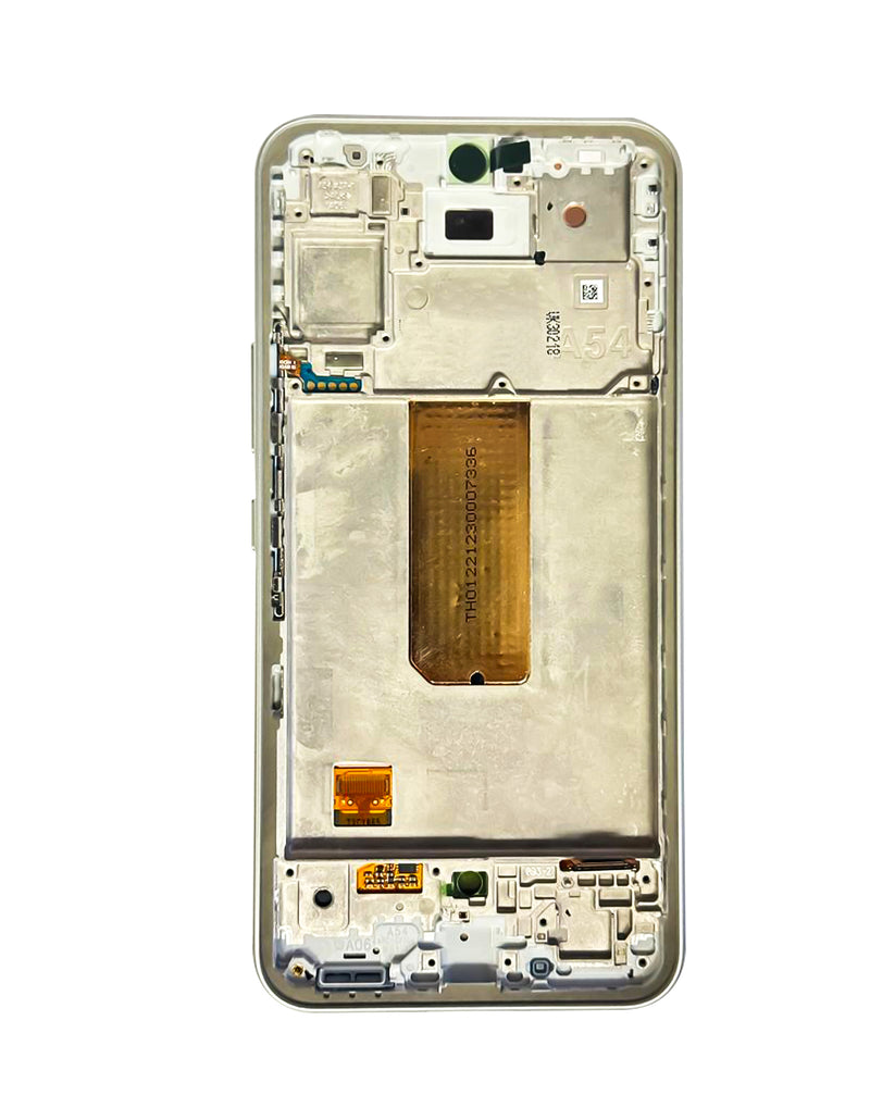 Reparación de pantalla OLED con marco Galaxy A54 5G en Guatemala en color blanco para mayoristas y talleres.