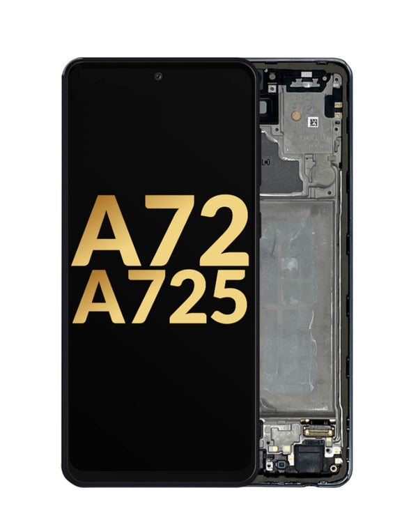Reparación de pantalla Galaxy A72 en Guatemala, original OLED con marco en Awesome Black.