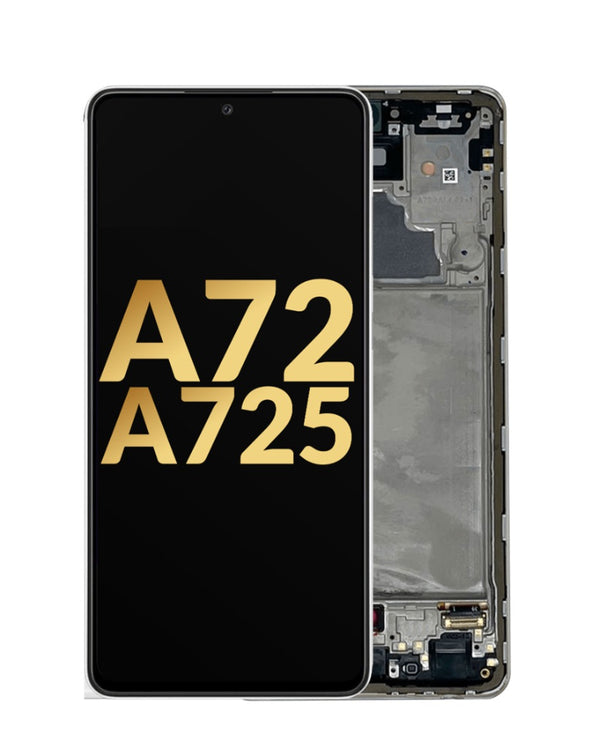 Reparación de pantalla con marco original para Galaxy A72 en Guatemala, pantalla OLED de alta calidad.