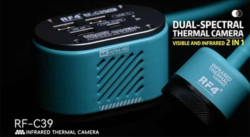 Encuentra el Microscopio trinocular estéreo RF4 RF-C39 con cámara 4K y cámara térmica en Guatemala para profesionales y mayoristas de laboratorios.