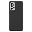 Funda protectora negra de doble capa SlowBack para Samsung Galaxy A73 5G, con absorción de impactos y bordes elevados.