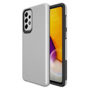 Funda SlowBack protectora doble capa plateada para Samsung Galaxy A73 5G con absorción de golpes.