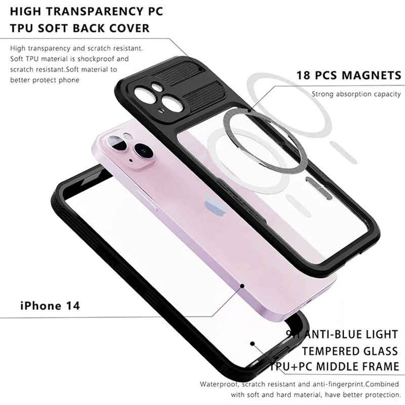 Protege tu iPhone 14 Pro con la funda impermeable SHELLBOX Mars Series para surfing y buceo en Guatemala.
