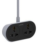 Puerto de carga LDNIO SC2018 blanco, 2500W, con 2 enchufes universales y 3 puertos USB.