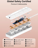 Cable de extensión LDNIO SC5614 multifuncional 2500W, blanco con seis tomas y cuatro puertos USB.