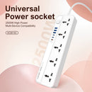 Cable de extensión LDNIO SC5614 multifuncional 2500W, blanco con seis tomas y cuatro puertos USB.