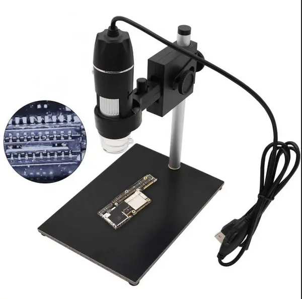Microscopio Digital USB de 1000x con luz LED y stand con altura ajustable