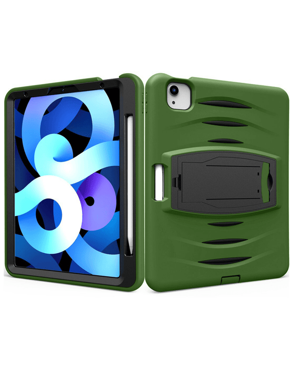 Protege tu iPad Pro 12.9 con esta funda a prueba de golpes en color verde militar, disponible en Guatemala.