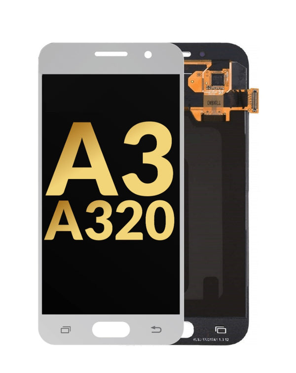Reparación de pantalla sin marco para Galaxy A3 (A320 / 2017) en Guatemala, disponible en color blanco.