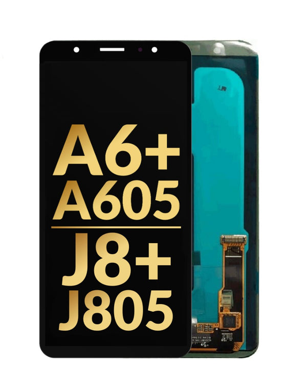 Reparación de pantalla original OLED sin marco para Samsung Galaxy A6+ y J8+ en Guatemala.