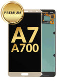 Reparación de pantalla OLED Samsung Galaxy A7 en Guatemala, repuestos de pantalla en color dorado disponibles en mayorista.