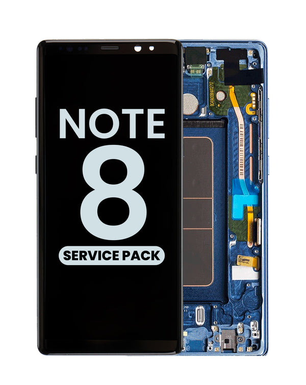 Encuentra la pantalla original con marco en color Deepsea Blue para Samsung Galaxy Note 8 en Guatemala, ideal para reparaciones en talleres especializados.