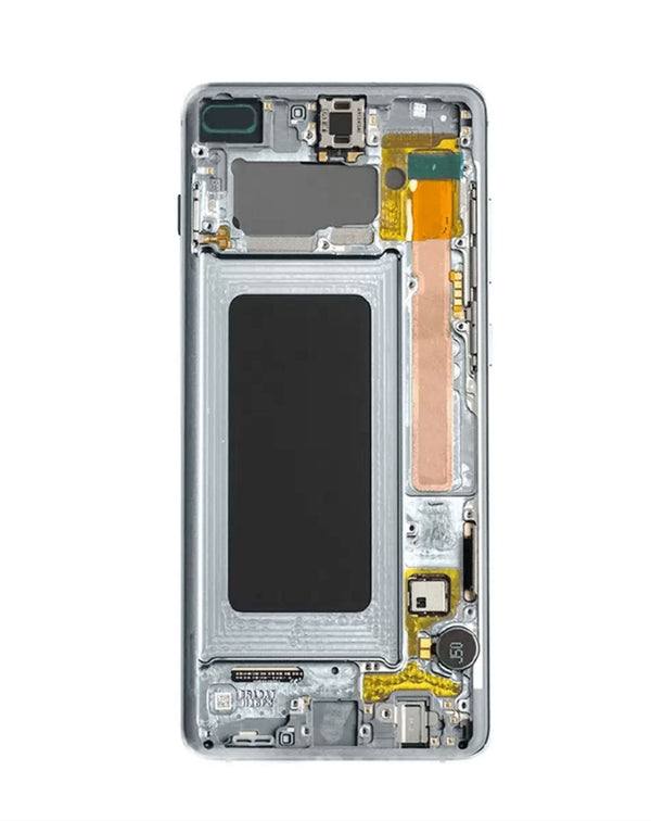 Reparación de pantalla Galaxy S10 Plus con marco en Guatemala, disponible en color Prism Blue.