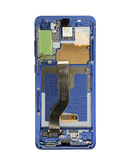 Encuentra la pantalla OLED con marco para Samsung Galaxy S20 Plus en Guatemala, ideal para reparaciones y disponible en color Aura Blue.