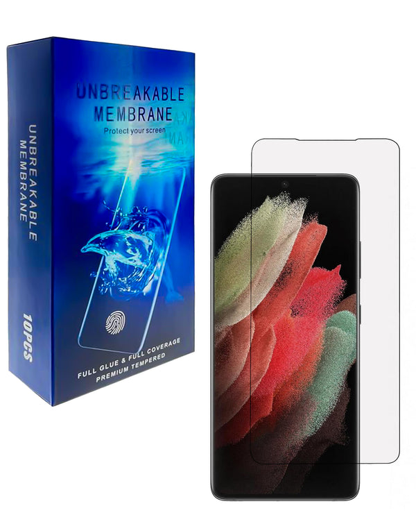 Protector de pantalla TPU termoplástico para Samsung Galaxy S21 Ultra en Guatemala, disponible en paquete de 10 unidades ideal para mayoristas y tiendas de reparaciones.