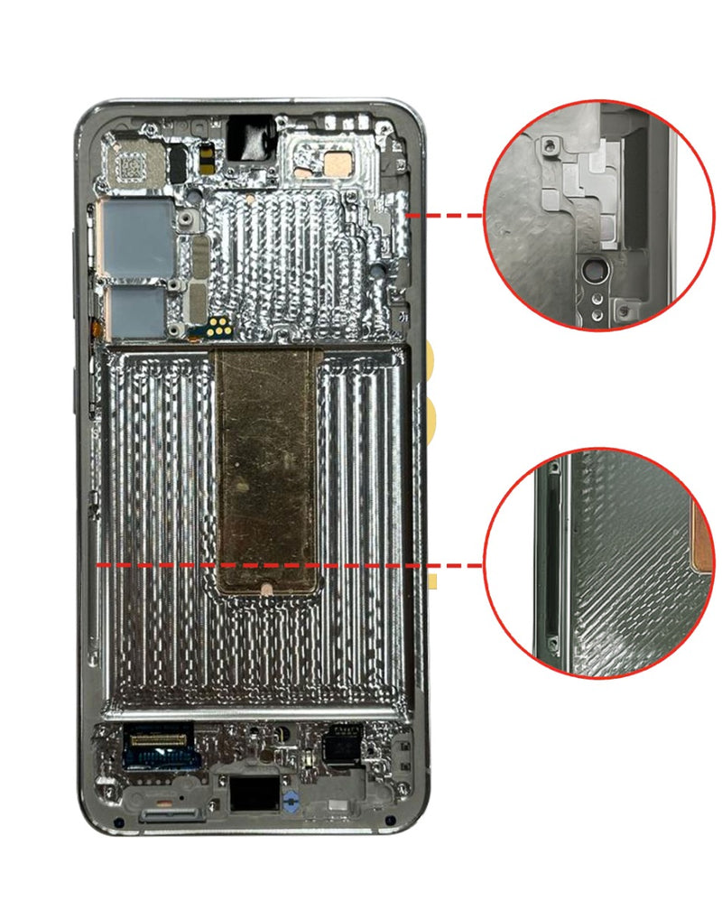 Reparación de pantalla original OLED con marco para Samsung Galaxy S23 S911 en Guatemala.