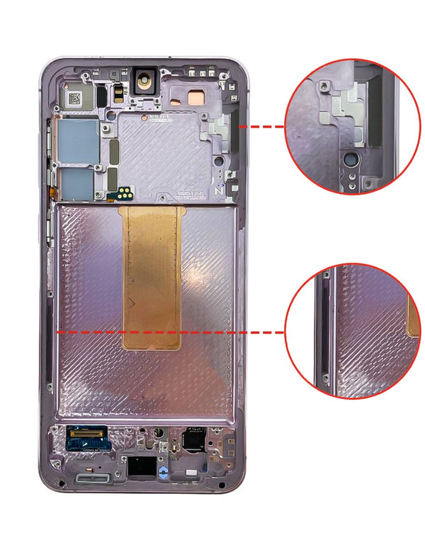 Reparación de pantalla OLED Samsung Galaxy S23 S911 con marco en Guatemala.