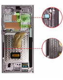 Reparación de pantalla original con marco Samsung Galaxy S23 Ultra en Guatemala, disponible para mayoristas y talleres de reparación.