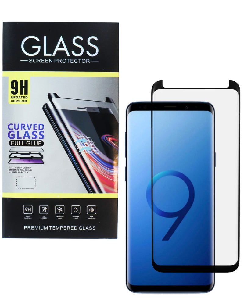 Protector de vidrio templado full glue para Galaxy S9 en Guatemala, ideal para proteger la pantalla de tu dispositivo.