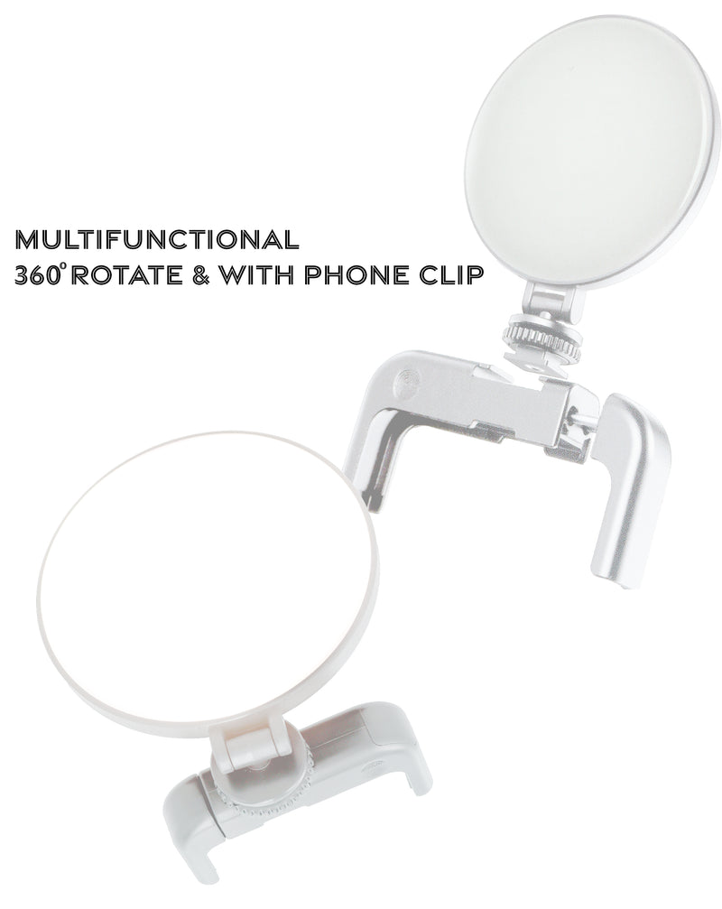 Clip de LED para Selfie Ring Light en Guatemala, blanco, perfecto para mayoristas de accesorios de celular.