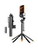 Trípode palo selfie SlowBack negro con seguimiento IA, rotación 360°, y control remoto para estabilizar tu celular.