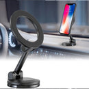 Soporte magnético delgado de metal plateado para teléfono, fijación fuerte y diseño elegante para coche o escritorio.