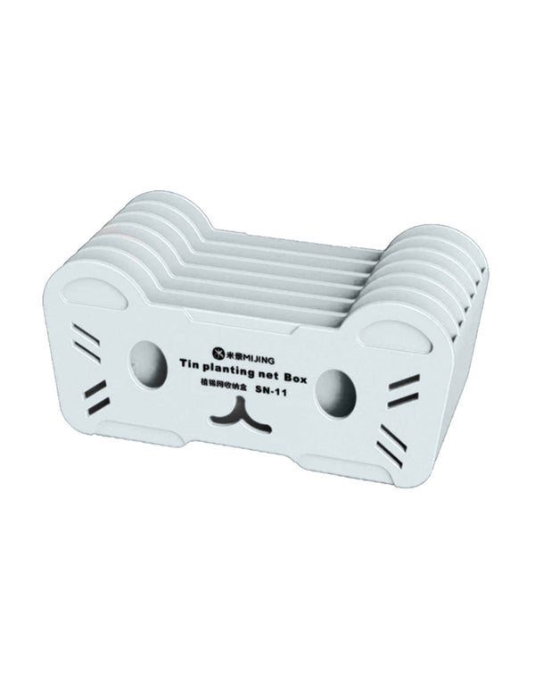 Encuentra la caja de almacenamiento MiJing SN-11 en Guatemala para tus componentes de reballing en color gris.