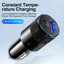 Cargador de auto USB C y A SlowBack, 15W, color oro rosa metálico para carga rápida.