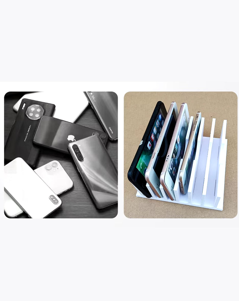 Encuentra el mejor rack de almacenamiento para teléfonos móviles 15 en 1 de PVC reforzado en Guatemala con SlowBack.