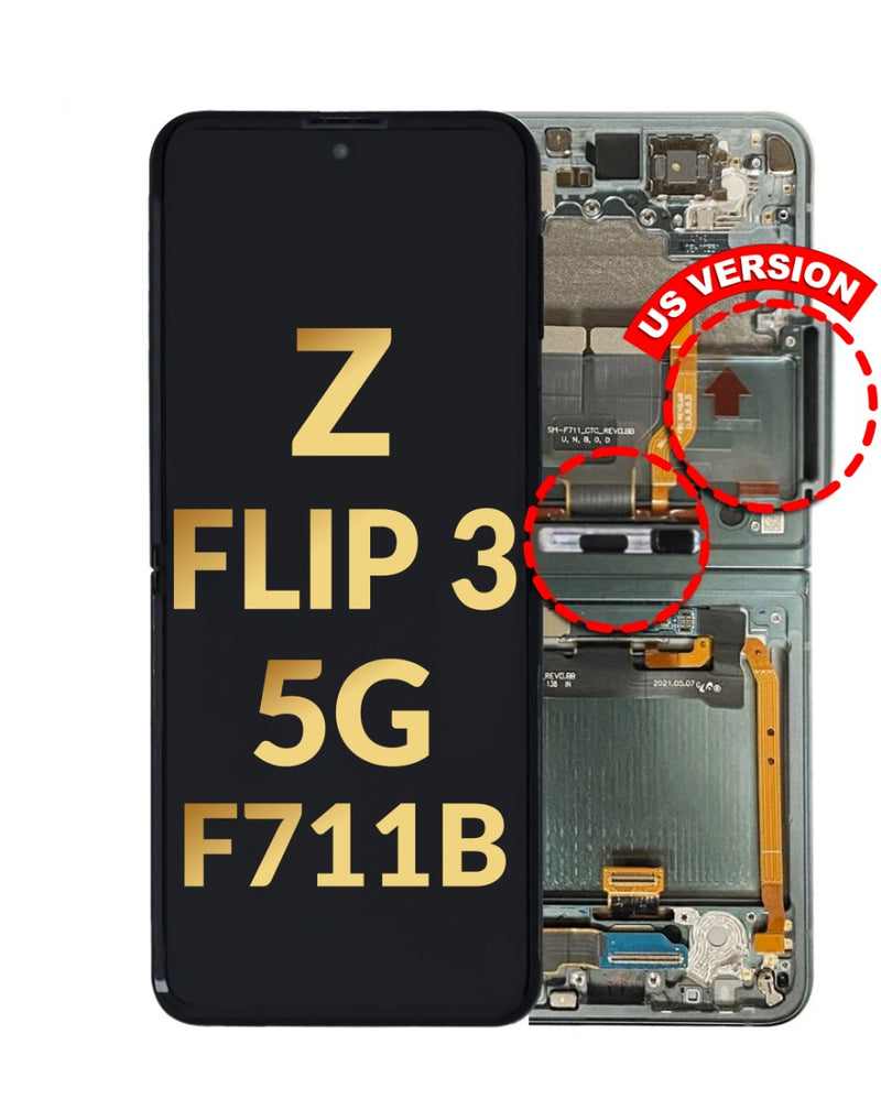 Pantalla original con marco Galaxy Z Flip 3 F711 (verde) para reparaciones en Guatemala, al mejor precio.