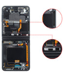 Pantalla OLED con marco Galaxy Z Flip 3 F711 (PHANTOM BLACK) ideal para reparaciones en Guatemala.