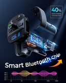 Adaptador Bluetooth T25 con transmisor FM, para audio inalámbrico en coche, color negro, marca SlowBack.