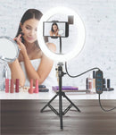 Luz de anillo para selfie con tripode Bytech ideal para iluminar tus fotos y videos en Guatemala.