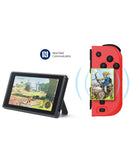Controladores Dobe Joy-Con en azul y rojo neón, para Nintendo Switch.