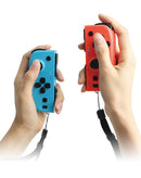 Controladores Dobe Joy-Con en azul y rojo neón, para Nintendo Switch.