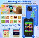 Smartphone SlowBack azul para niños con pantalla táctil, juegos, cámaras y reproductor MP3, en estuche protector.