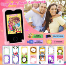 Smartphone infantil rosa con pantalla táctil, juegos, cámaras y MP3, incluye funda protectora.