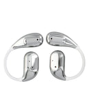 Auriculares True Wireless ELEVATE blancos on-ear, estuche inteligente touchscreen, con SlowBack para audio inmersivo.
