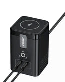 Cargador de escritorio PISEN MagStation GaN de 45W con múltiples puertos USB-C y USB-A, ideal para cargar rápidamente celulares y accesorios.