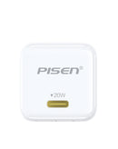 Cargador rápido PISEN Pudding 20W con puerto USB-C y cable USB C a C de 6 pies para carga eficiente de celulares.