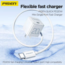 Cargador rápido PISEN Pudding 20W con puerto USB-C y cable USB C a C de 6 pies para carga eficiente de celulares.