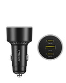 Cargador de auto PISEN Quick 2 de 60W con puertos USB-A y Type-C, ideal para carga rápida en tu vehículo.