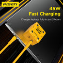 Cargador rápido PISEN Mecha de 45W con 2 puertos USB, ideal para cargar celulares y dispositivos móviles.