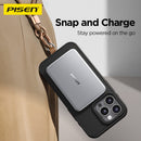 Power bank PISEN NeoSlim plateado, carga inalámbrica de 10W, 5000 mAh. Cargador portátil delgado para celulares.
