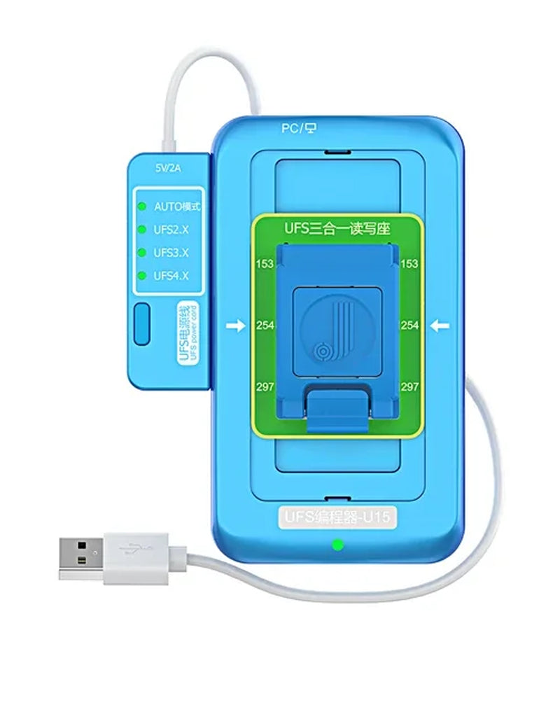 Programador UFS JCID U15 BGA 153/254/297 para lectura y escritura de Nand en Guatemala.