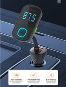 Transmisor FM Bluetooth 5.0 LDNIO C705Q negro, cargador auto USB dual con cable USB C.