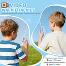 Walkie talkie de video SlowBack azul para niños, con pantalla LCD y botones grandes.