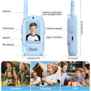 Walkie talkie de video SlowBack azul para niños, con pantalla LCD y botones grandes.