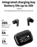 Encuentra auriculares Bluetooth Wireless A9 Pro en Guatemala con cancelación activa de ruido, pantalla táctil y estuche de carga inteligente.