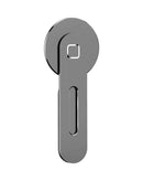 Soporte magnético de aluminio gris para teléfono, ideal para coche o escritorio.